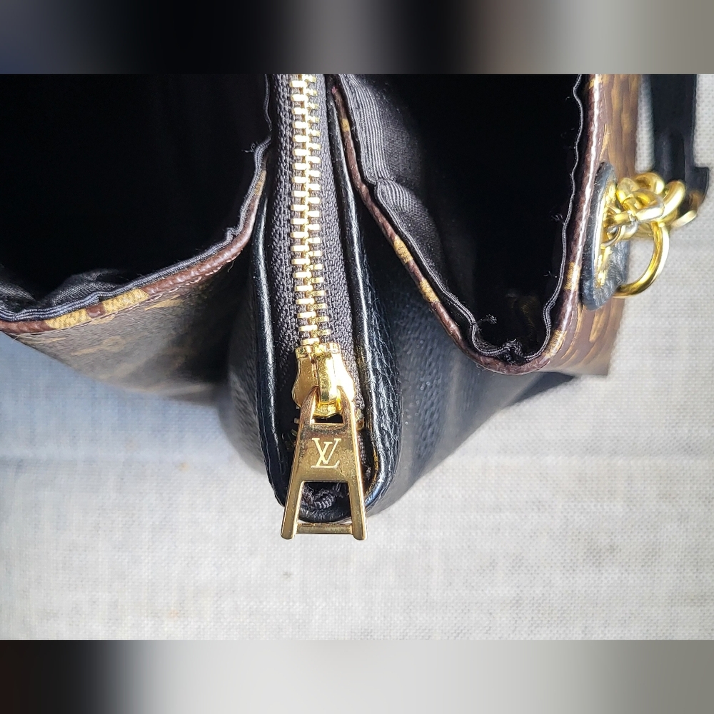 Brown Monogram Canvas Tote with Gold Chain Straps - Picture 2 of 5